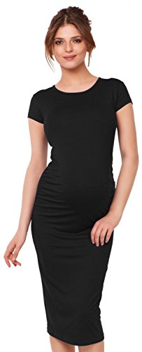 HAPPY MAMA. Damen Umstands Figurbetontes Kleid. Schwangerschaftskleid. 183p (Schwarz, 44, 2XL) von HAPPY MAMA