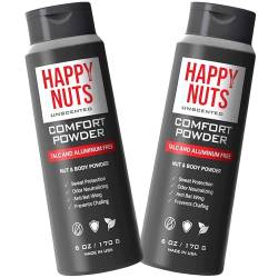 HAPPY NUTS Komfortpuder – Anti-Scheuern und Deodorant, aluminiumfrei, Schweiß- und Geruchskontrolle bei Jock Juckreiz, Leistengegend und privaten Männern (170 ml (2 Stück), geruchlos) von HAPPY NUTS