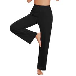 HAPYWER Damen Hose Weites Bein Lang Yogahose Haremshose Lechite Schlupfhose Locker Jogginghose Gerades Bein Luftig Hose mit Tasche von HAPYWER