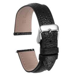 HARFINGTON Uhrenarmband aus echtem Leder, flach, Ersatzarmband, Farbe und Breite wählbar für Uhr und Smartwatch, Schwarz, 12mm von HARFINGTON