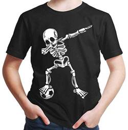 HARIZ Jungen T-Shirt Dab Skelett mit Fussball Dab Teenager Dance Weihnachten Plus Geschenkkarten Schwarz 164/14-15 Jahre von HARIZ