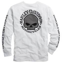 HARLEY-DAVIDSON Herren Langarm-Shirt Willie G. Skull - Longsleeve aus Baumwolle - Dünner Sommer Pullover - Langärmliger, Weiß, L von HARLEY-DAVIDSON