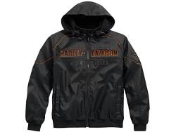HARLEY-DAVIDSON Idyll Performance Softshelljacke Herren Outdoor Jacke mit herausnehmbarer Kapuze 100% Winddicht, M von HARLEY-DAVIDSON