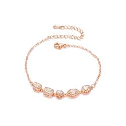 HASGTFMJ Wassertropfen Zirkonia Kristall Frauen Armband Einfache und Elegante weibliche Zubehör Geschenk Hochzeit Schmuck Armbänder und Armreifen(Rose Gold) von HASGTFMJ