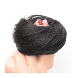 Haarteil 1 Stück Haarteile, künstliches Haar mit elastischen Bändern, Donut-Chignon, synthetische Haarknoten for Frauen, glattes Haar, Haargummi, Chignon, Pferdeschwanz Dutt (Color : Schwarz) von HASMI
