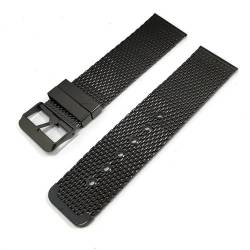 HBGRVCKS Gewebtes Edelstahl-Mesh-Armband, 18 mm, 20 mm, 22 mm, 24 mm Breite, Edelstahl-Dornschließe, Unisex-Armband, Uhrenersatzarmband, geeignet for Smartwatches oder herkömmliche Uhren(Black,18mm) von HBGRVCKS