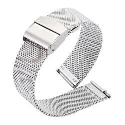 HBGRVCKS Schnellverschluss-Mesh-Uhrenarmband 10 12 14 16 17 18 19 20 21 22 mm Unisex-Mesh-Uhrenarmband, Ersatzarmband, geeignet for herkömmliche oder Smartwatches(Silver,21mm) von HBGRVCKS