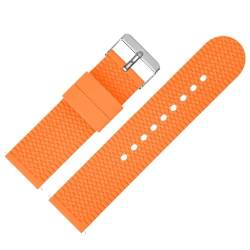 HBGRVCKS Schnellverschluss-Silikon-Uhrenarmband, 18 mm, 20 mm, 22 mm, 24 mm, Unisex-Gummi-Uhrenarmband, Uhrenzubehör, Uhrenersatzarmband for herkömmliche oder Smartwatches(Orange,22mm) von HBGRVCKS