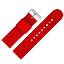 HBGRVCKS Schnellverschluss-Silikon-Uhrenarmband, 18 mm, 20 mm, 22 mm, 24 mm, Unisex-Gummi-Uhrenarmband, Uhrenzubehör, Uhrenersatzarmband for herkömmliche oder Smartwatches(Red,18mm) von HBGRVCKS