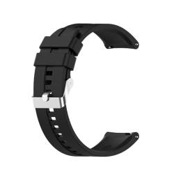 HBGRVCKS Schnellverschluss-Silikon-Uhrenarmband, 20 mm, 22 mm, Unisex-Gummi-Uhrenarmband for herkömmliche oder Smartwatches, Ersatz-Uhrenarmband, Sport-Uhrenarmband(Black,20MM_SILVER BUCKLE) von HBGRVCKS