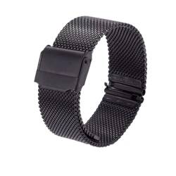 HBGRVCKS Schnellverschluss-Uhrenarmband aus Edelstahlgewebe 10 12 14 16 18 19 20 22 mm Unisex-Uhrenarmband, Ersatzarmband for herkömmliche Uhren oder Smartwatches(Black,20mm) von HBGRVCKS