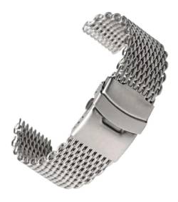 HBGRVCKS Uhrenarmband aus Edelstahlgewebe, 18202224mm, Unisex, Haifischgewebe, Ersatzarmband for herkömmliche Uhren oder Smartwatches(Silver,24mm) von HBGRVCKS