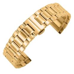 HBGRVCKS Uhrenarmband aus massivem Edelstahl 18 mm 20 mm 22 mm 24 mm 12/13/14/15/16/17/19/21/23 Armband Universal-Metallband Uhrenersatz Metallband(Gold,23mm) von HBGRVCKS