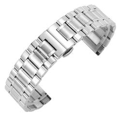 HBGRVCKS Uhrenarmband aus massivem Edelstahl 18 mm 20 mm 22 mm 24 mm 12/13/14/15/16/17/19/21/23 Armband Universal-Metallband Uhrenersatz Metallband(Silver,20mm) von HBGRVCKS