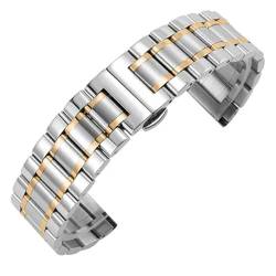 HBGRVCKS Uhrenarmband aus massivem Edelstahl 18 mm 20 mm 22 mm 24 mm 12/13/14/15/16/17/19/21/23 Armband Universal-Metallband Uhrenersatz Metallband(Silver-Gold,17mm) von HBGRVCKS