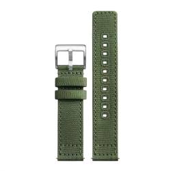 Schnellverschluss-Nylon-Canvas-Armband, Unisex-Armband, 18 mm, 19 mm, 20 mm, 22 mm, 24 mm. Weiches, atmungsaktives Armband for herkömmliche Uhren oder Smartwatches. Uhrenersatzarmband(Green Silver Buc von HBGRVCKS