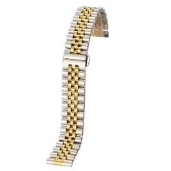 Uhrenarmband aus Edelstahl, 12 13 14 16 17 18 19 20 21 22 mm, massives Edelstahlarmband, hohles Universalarmband, Uhrenersatzarmband, geeignet for herkömmliche oder Smartwatch-Armbänder(Silver Gold,19 von HBGRVCKS