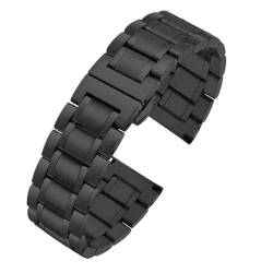 Uhrenarmband aus Edelstahl, 1416181920212224mm, massives Edelstahlband, Metallband mit flachem Ende, Ersatzarmband for Uhren, geeignet for herkömmliche oder Smartwatches, Uhrenzubehör(Black,20mm) von HBGRVCKS