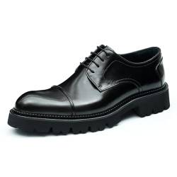HCDZF Schwarz,38 EU, Herren Oxford Leder Derby Schuhe, Business Formal Schuhe mit Schnürung, Brogue Casual Dress Schuhe von HCDZF