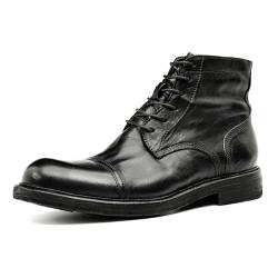 HCDZF Schwarz,45 EU,Herren Leder Motorradstiefel Business Stiefel Schnürstiefel Stiefeletten von HCDZF