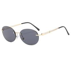 Ovale Sonnenbrille für Damen und Herren, rund, randlos, für Damen, C3, Einheitsgröße von HCPIHF