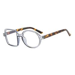 Vintage Asymmetrische Runde & Quadratische Brille Übergroße Damen Herren Brillengestell Brille,6,Einheitsgröße von HCPIHF