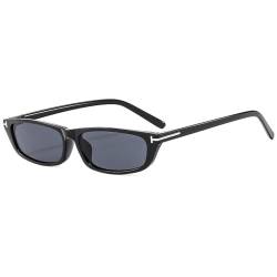 Cat Eye Sonnenbrille Damen Klein Oval Sonnenbrille Herren Rechteckig Brille UV-Schutz,Schwarz,Einheitsgröße von HDUBFY