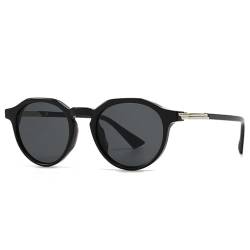 HDUBFY Runde Sonnenbrille mit Farbverlauf für Damen, UV400, Retro-Sonnenbrille für Herren, Punk-Stil, Schwarz/Grau, Einheitsgröße von HDUBFY