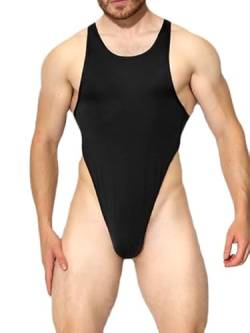 HEARTTOUCH Herren Sexy Stringbody Ärmellos Unterhemd Wrestling Singlet Body Racerback Trikot Leotard Bodysuit Atmungsaktiv Overall Jumpsuits Unterwäsche (Schwarz,XXL) von HEARTTOUCH