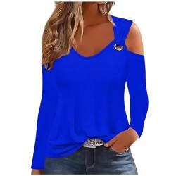 HEITUI Schulterfreie Longshirt Damen Langarmshirts Elegant Bluse Sexy Tops Oberteil Mode Blusen Tuniken Festlich Pullover Trend Basic Tshirt Bequem Blusenshirt Alltag Kleidung Karneval Kostüm von HEITUI