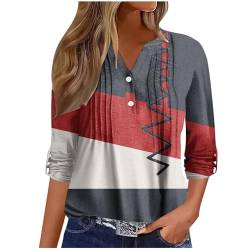 Langarmshirt Damen Gestreift Longshirt Elegant Bluse Plissierte Oberteile Sexy V-Ausschnitt Pullover Locker Blusenshirt FaltenTops Freizeithemd Roll Up Shirts Langarm Lässig Kleidung von HEITUI