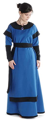 HEMAD Mittelalter Kleid Linde aus Baumwolle Königsblau-Schwarz L/XL Gewandung LARP von HEMAD