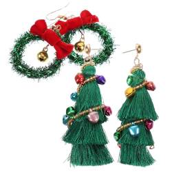 HEMOTON 2 Paar Weihnachts Ohrring Set Weihnachts Ohrringe Für Frauen Lustige Weihnachts Ohrringe Weihnachtsbaum Ohrringe Damen Ohrschmuck Weihnachts Ohrringe Für Frauen Mädchen von HEMOTON