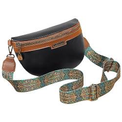 Bauchtasche Damen Stylisch Umhängetasche Damen Brusttasche Klein Crossbody Bag Damen Bauchtasche Crossbag mit Gemusterten Verstellbaren Schultergurt Schultertasche für Jeden Anlass von HENGBIRD