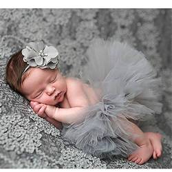 HENGSONG Neugeborenes Baby Rock Tutu Kleidung Trikot Kostüm Foto Prop Outfits Bekleidung Set (Grau) von HENGSONG