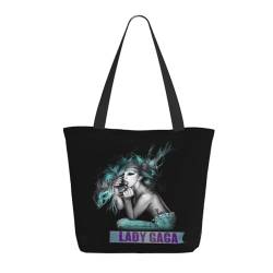 HENQICYT Gaga Singer Lady Fans Einkaufstasche Rockmusik-Liebhaber Geschenke Rockband Schultertasche Sänger Merchandise Einkaufstasche von HENQICYT