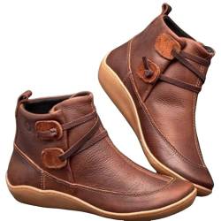 Damen Stiefeletten/Boots rutschfest Kurze Warm Fashion Cowboystiefel Lässige Retro Kurzstiefel Vintage-Quadrat Frauen Schuhe Einfarbig Damenschuhe Eu 36-43 von HEONSATI