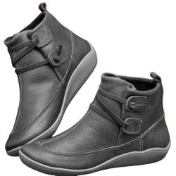 Damen Stiefeletten/Boots rutschfest Kurze Warm Fashion Cowboystiefel Lässige Retro Kurzstiefel Vintage-Quadrat Frauen Schuhe Einfarbig Damenschuhe Eu 36-43 von HEONSATI