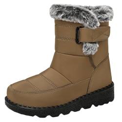 HEONSATI Schneestiefel Mit Futter Warme Und Gemütliche Plüsch Bequemer Elegant Cowboystiefel Halbhoch Winterstiefel Wildleder Halbstiefel Luftig Damenstiefel Eu36-43 von HEONSATI