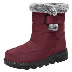 HEONSATI Schneestiefel Mit Futter Warme Und Gemütliche Plüsch Bequemer Elegant Winterstiefel Halbhoch Cowboystiefel Halbhohe Boots Lässige Schmal Stiefel Eu36-43 von HEONSATI