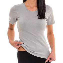 HERMKO 1800 Damen kurzarm Shirt mit Rundhals-Ausschnitt aus 100% Bio-Baumwolle, Farbe:grau, Größe:48/50 (XL) von HERMKO