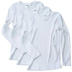 HERMKO 2830 3er Pack Kinder langarm Unterhemd Mädchen + Jungen (Weitere Farbe) Bio-Baumwolle, Farbe:weiß, Größe:128 von HERMKO