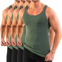 HERMKO 3000 4er Pack Herren Tank Top (Weitere Farben) Bio-Baumwolle, Größe:D 4 = EU S, Farbe:Olive von HERMKO