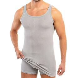 HERMKO 3007 extralanges Herren Unterhemd (+10 cm) Tank Top aus 100% Bio Baumwolle Größe 4-12, Größe:D 11 = EU 5XL, Farbe:grau von HERMKO