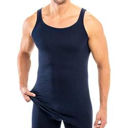 HERMKO 3007 extralanges Herren Unterhemd (+10 cm) Tank Top aus 100% Bio Baumwolle Größe 4-12, Größe:D 12 = EU 6XL, Farbe:marine von HERMKO