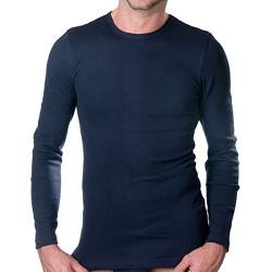HERMKO 3640 Herren langarm Shirt aus 100% Bio-Baumwolle, long-sleeved underwear for men Männer Unterhemd mit langen Armen, Größe:D 10 = EU 4XL, Farbe:marine von HERMKO