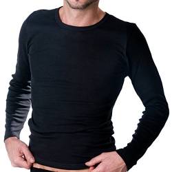 HERMKO 3640 Herren Langarm Shirt aus 100% Bio-Baumwolle, Long-Sleeved Underwear for Men Männer Unterhemd mit Langen Armen, Größe:D 10 = EU 4XL, Farbe:schwarz von HERMKO