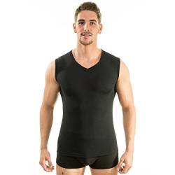 HERMKO 63050 Herren Funktions Tank Top mit V-Ausschnitt Funktionsunterwäsche Unterhemd aktiv schnelltrocknend Muskelshirt, Größe:D 7 = EU XL, Farbe:schwarz von HERMKO