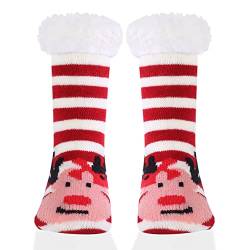 HERYEBING DOXILA Kinder Socken für Mädchen Jungen Lustige Socken Geschenke Bunte Weich Neuheit Kindersocken Rote Hirsch Streifen 8-12 Jahre (L) von HERYEBING