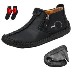 HESYSUAN Vogldeck - Wasserdichte und atmungsaktive orthopädische Schuhe für Herren, Nevoldeck Orthopädische Winterstiefeletten, handgefertigte Sneakers aus Wildleder (Black,38EU) von HESYSUAN